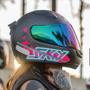 Imagem de Capacete Moto Motociclista SKY TWO Samurai Preto fosco Rosa