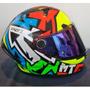 Imagem de Capacete Moto Mt Stinger 2 Meld E3 Amarelo Azul + Vis Roxa