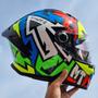 Imagem de Capacete Moto Mt Stinger 2 Meld E3 Amarelo Azul + Vis Roxa