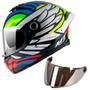 Imagem de Capacete Moto Mt Thunder 4 Drax B7 Azul + Viseira Prata