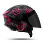 Imagem de Capacete Para Moto Personalizado Feminino Aberto Flores New Liberty Three Pro Tork Com Viseira Fumê