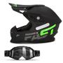 Imagem de Capacete Pro Tork Cross Fast 788 Solid Preto e Verde + Óculos Blast Tam. 60