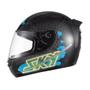 Imagem de Capacete Sky Two Samurai Preto Brilho Transf Azul 56