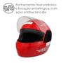 Imagem de Capacete Vermelho Tamanho 58 ProTork Viseira Cristal Casco Em ABS E Cinta Jugular Com Fecho Revestido Em EPS