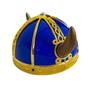 Imagem de Capacete Viking Chifre Curto Gaulês Azul e Dourado