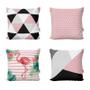 Imagem de Capas Almofadas Decorativas e Geométricas Rosa e Preto Flamingos Para Sofá 40x40 - Novadecora