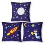 Imagem de Capas De Almofadas Estampada Infantil Kit 3 Peças Astronauta