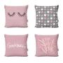 Imagem de Capas de Almofadas Rosa Decorativas e Geométricas Home Sweet Home Para Sofá 40x40 - Novadecora