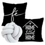 Imagem de Capas para Almofada Fé / Home Sweet Home (kit com 2 capas - preta)  + Almofada Nó (Branca)