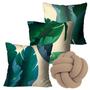 Imagem de Capas para Almofadas Folhas Verdes (kit com 3 capas) + Almofada Nó (Bege)