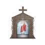 Imagem de Capela Oratório Arabesco com Imagem e Led Jesus Cristo 1 25x18x31 Mdf Madeira Imbuia