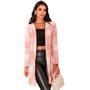 Imagem de Cardigan Modal Trico Casaco Blusa Feminina Blazer Com Manga Parka Confortavel Kimono Sueter Xadrez Luxo Inverno Estiloso