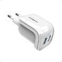Imagem de Carregador Adaptador Duplo Turbo Para Celular Com 2 Saida Usb 2.4a + Cabo Plug Eu 20A Moxom Kh25