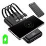 Imagem de Carregador Bateria Extra Power Bank 10000mah Com 4 Cabos + Indução Cor Preto