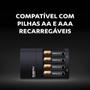 Imagem de Carregador Bivolt e 4 Pilha Recarregavel AA Duracell  2A pequena 2500mAh kit 1 unidade