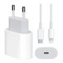 Imagem de Carregador Compatível com iPhone 11 12 13 14 15 Turbo 20w USB-C Bivolt Completo Cabo + Fonte