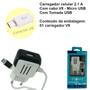Imagem de Carregador de celular v8 2.1A - Carregador parede com tomada USB  e cabo V8