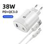 Imagem de Carregador De Parede Rápido 38W PD20W Power3.0 USB Tipo C Cabo Para Xiaomi iPhone Samsung