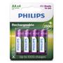Imagem de Carregador de Pilhas Philips com 4 Pilhas Aa 2500 mAh Recarregáveis RTU Bivolt Inmetro
