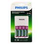 Carregador de Pilhas Philips com 4 Pilhas Aa Recarregáveis 2450 mAh SCB2445NB Bivolt Branco Imagem de Carregador de Pilhas Philips com 4 Pilhas Aa Recarregáveis 2450 mAh SCB2445NB Bivolt Branco