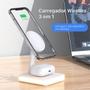 Imagem de Carregador Dock Station Wireless 3 em 1 Compatível com iPhone Airpods Smartphone