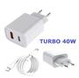 Imagem de Carregador Duplo TURBO 40W (USB + TIPO-C) ACOMPANHA CABO 3.4A TIPO-C - Inova