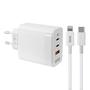 Imagem de Carregador Hye HYEC79L - 65W - 2X Tipo c/USB - Cabo Tipo c/Lightning - Bivolt - Branco