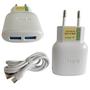 Imagem de Carregador Para Celular Com 2 Portas USB + Cabo Micro USB V8 - Lelong