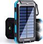 Imagem de Carregador portátil do banco de energia solar 20000mah carregador de painéis solares à prova d'água com lanternas LED duplas e bússola para todos os celulares, tablets e dispositivos eletrônicos