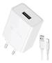Imagem de Carregador Rápido 2.4A Branco 1Hora GAR142  Com Cabo USB A/C Incluso