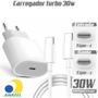 Imagem de Carregador Turbo 30W A'Gold Tipo C Compatível com Samsung Galaxy A04 A04E A05 A05S A15 A24 A25 A35 A55 M14 M15 M34 M35 M55 