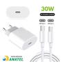 Imagem de Carregador Turbo 30w Compatível com iPhone 15 15Pro 15 Pro Max USB-C Bivolt Completo Cabo + Fonte 30W