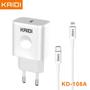 Imagem de Carregador Turbo Dual Tipo-C para Lightning KD-108A - Kaidi 20W