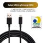 Imagem de Carregador Turbo Iphone Compatível Fonte 20W 3A Bivolt Cabo USB Lightning 1 Metro Saídas USB Tipo C Carga Rápida Certificado Anatel Preto