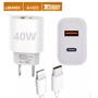 Imagem de Carregador Ultra Turbo 40W e Cabo Tipo C x Lightning Compatível com iPhone 11 12 13 14 Homologado Anatel