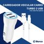 Imagem de Carregador Veicular Carro Turbo 2 USB Com Cabo Para iPhone
