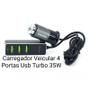 Imagem de Carregador Veicular Hub C/ 4 USB 35w Fio C/ 1,20 Metro Super Turbo YQ61 Geday