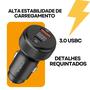 Imagem de Carregador Veicular Turbo 60w Carregamento Rápido 9.1A USB 3.0+Tipo C com LED PD+QC4.0 A'Gold Pro