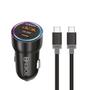 Imagem de Carregador veicular turbo pd 20w usb+tipo-c c/ cabo  tipo-c