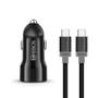 Imagem de Carregador veicular turbo pd 20w usb+tipo-c c/ cabo  tipo-c
