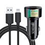 Imagem de Carregador Veicular Turbo USB Duplo para Carro com Cabo Lightning 1M Preto