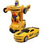 Imagem de Carrinho Bate Volta Camaro Amarelo Transformers Vira Robô Luz Som