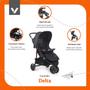 Imagem de Carrinho de Bebê 3 Rodas Voyage Delta Berço Passeio com Bebê Conforto Beta Travel System Reclinável Leve Compacto Dobrável Para Viagem 0 a 15 Kg Preto