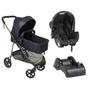 Imagem de Carrinho de Bebê com Moises Napoli Trio Preto Cobre com Bebê Conforto Grid e Base Galzerano
