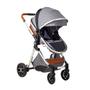 Imagem de Carrinho de bebe europeu luxo 3 em 1 ares + bebe conforto cinza + base aconchego - passear baby