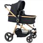 Imagem de Carrinho de Bebê Galzerano Ivy DUO Berço Passeio Moisés com Bebê Conforto Travel System Reclinável Viagem 15 Kg Preto Dourado Gold Fecha com Uma Mão