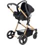Imagem de Carrinho de Bebê Galzerano Ivy DUO Berço Passeio Moisés com Bebê Conforto Travel System Reclinável Viagem 15 Kg Preto Dourado Gold Fecha com Uma Mão