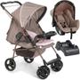 Imagem de Carrinho de Bebê Passeio Berço Reversível 0 a 15Kg Milano Rosa Cappuccino com Bebê Conforto Grid  e Base para Automóvel 