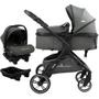 Imagem de Carrinho de bebe trio com bebe conforto e base kansas cinza/preto - premium baby