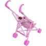 Imagem de Carrinho de Boneca com Boneca Bebê Infantil Dobrável Menina Plástico Rosa Importway Bw149